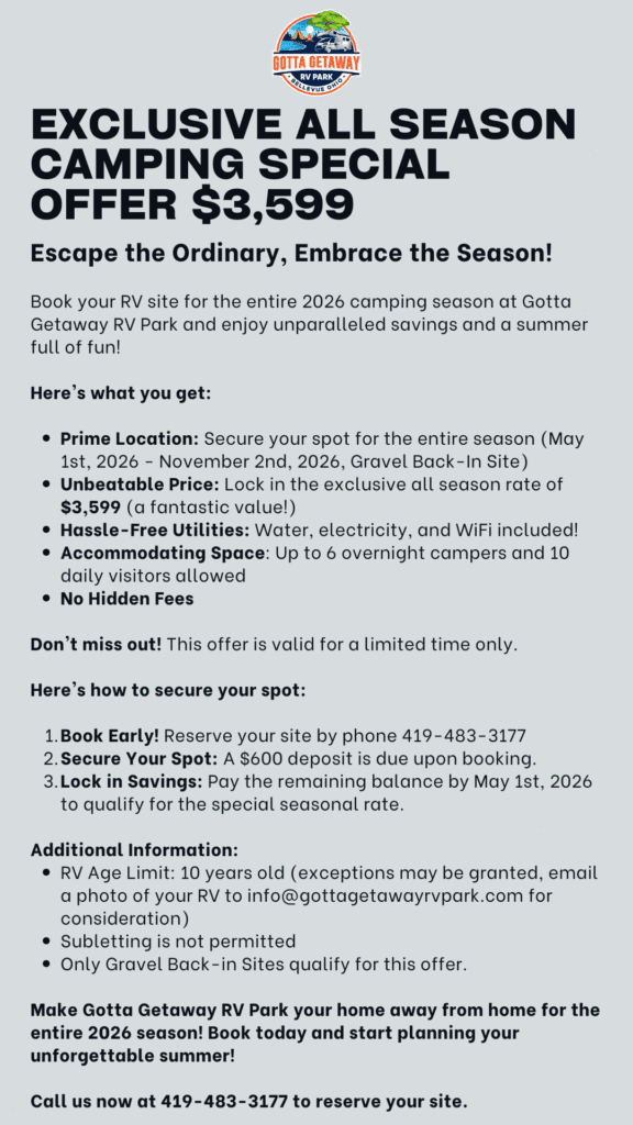 2026 Gotta Getaway RV Park Seasonal Site Special