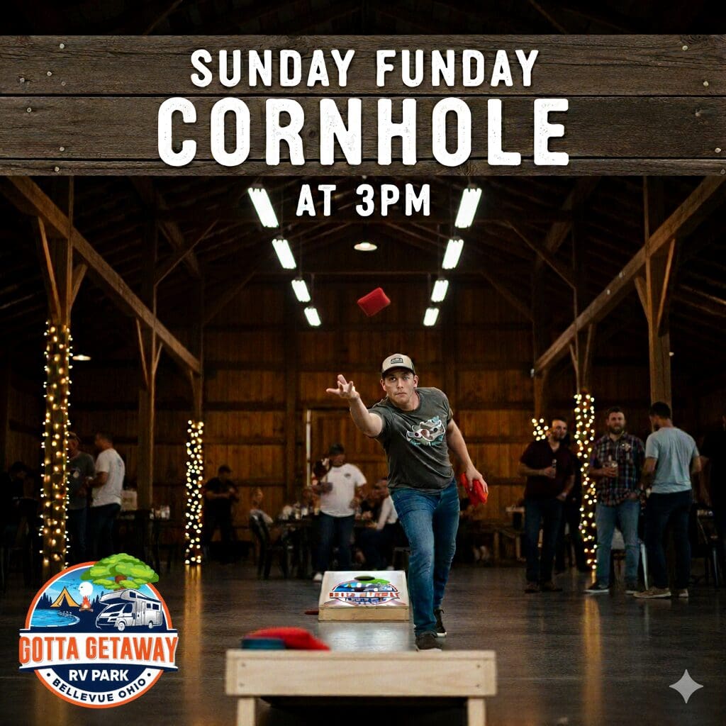 Sunday Funday cornhole tournament at Gotta Getaway RV Park