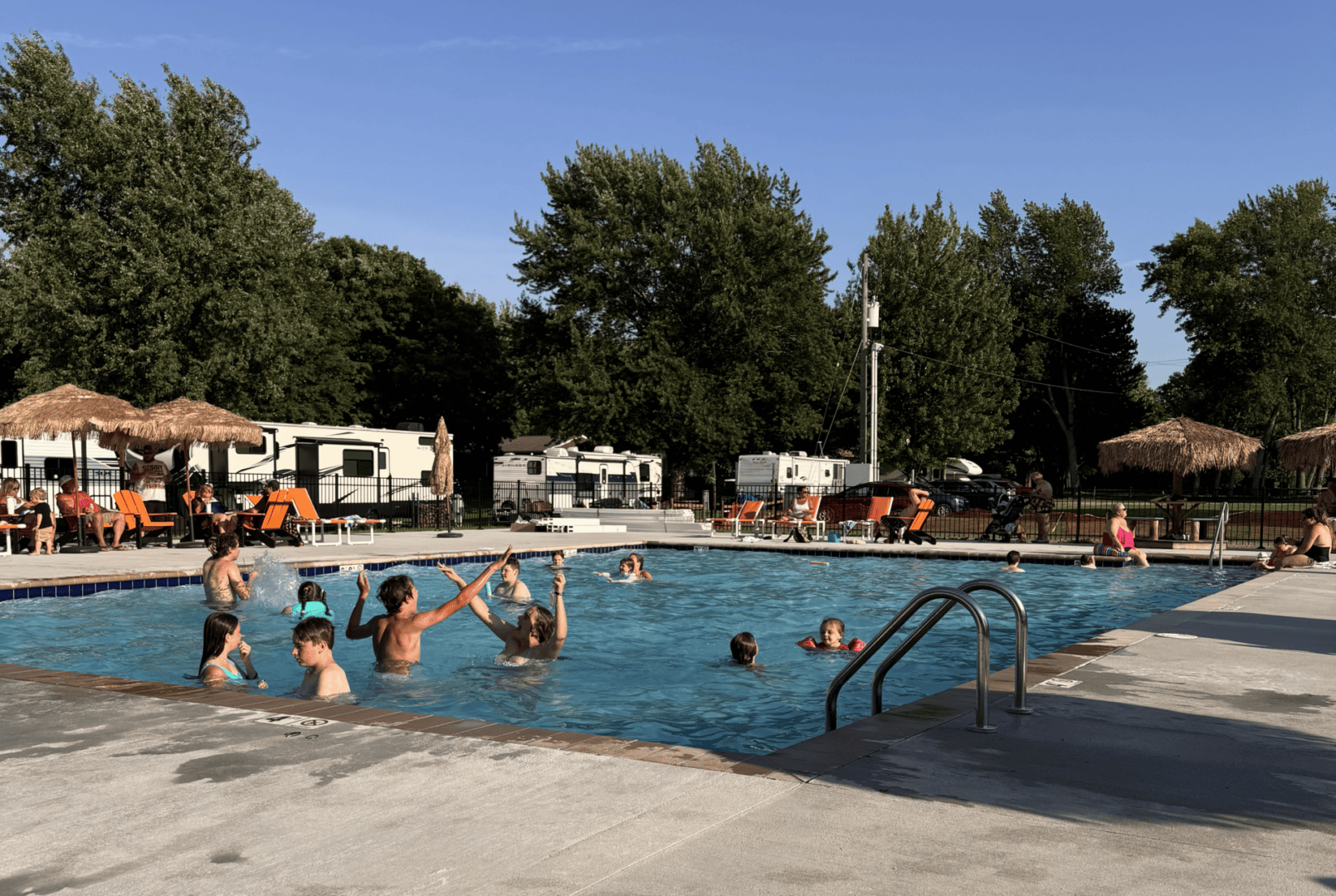 Guests enjoying the heated pool